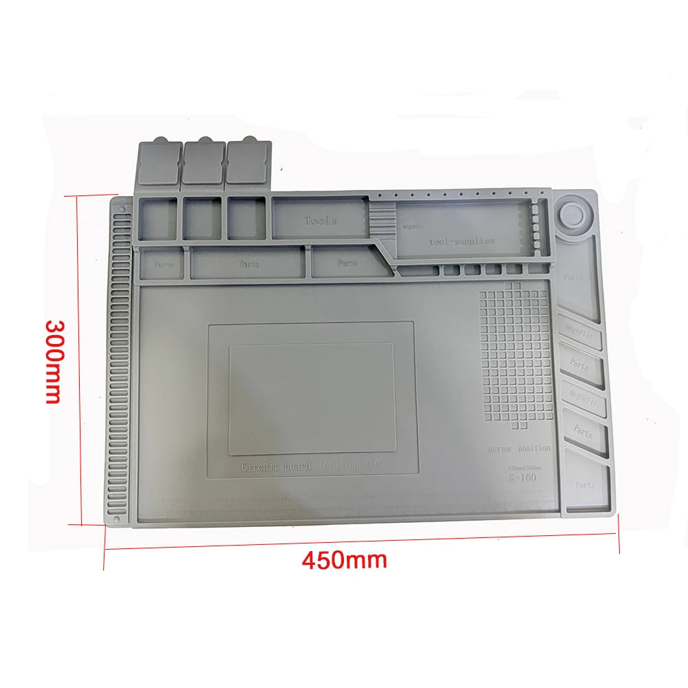 Silicone Soldering Mat Pad Desk Platform for Welding Station Iron Phone PC Repair Magnetic Heat Insulation No Lead S-160