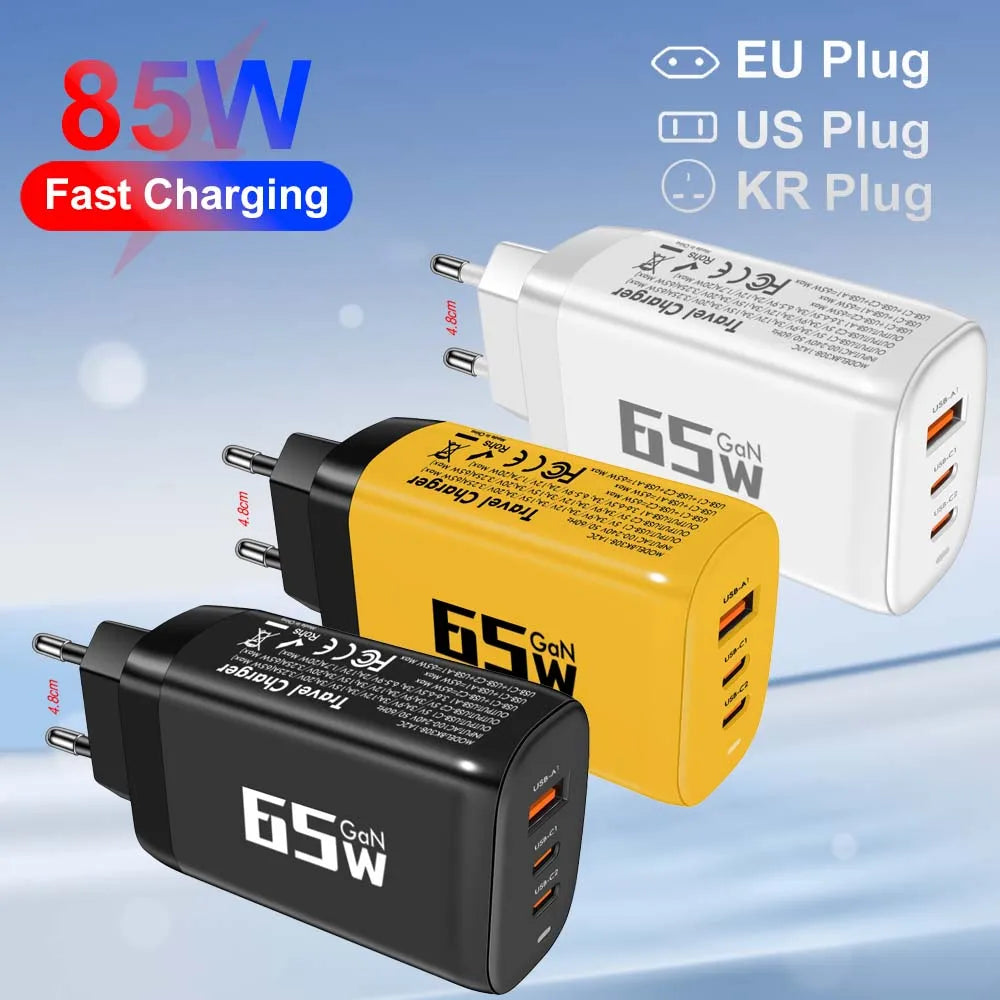 85W GaN USB Type C Charger QC3.0 Quick Charge PPS PD 65W 30W
