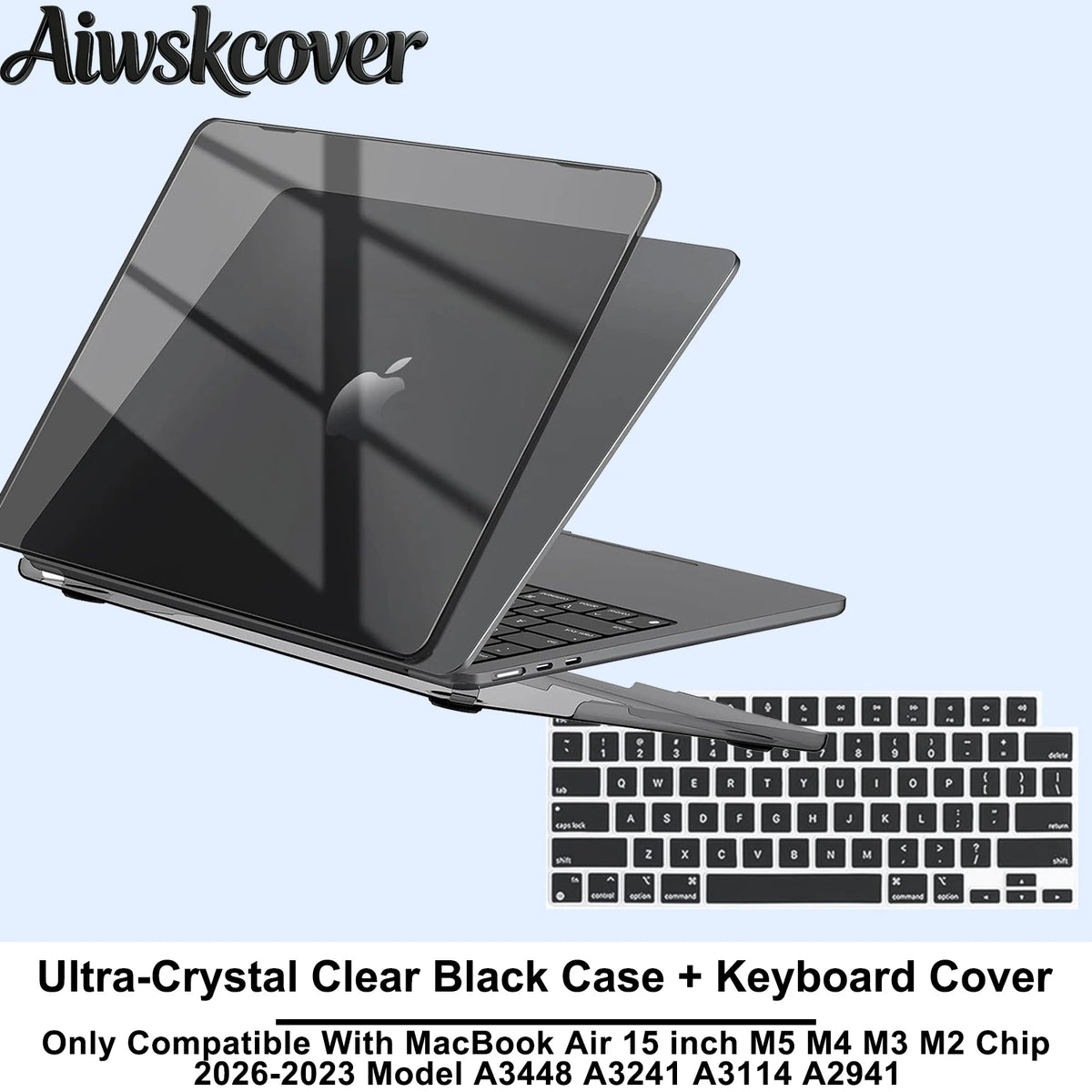 For MacBook Air 15 inch Case M5 M4 M3 M2 2026 2025-2023 Hard Shell Laptop Cover With Keyboard CoverModel A3448 A3241 A3114 A2941