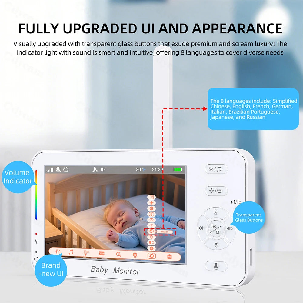 WiFi 1080P Baby Monitor 4.3 Display+App Dual Control Nanny N