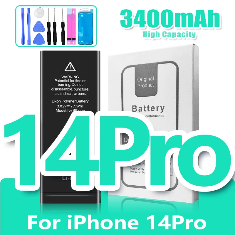 0 Cycle Replacement Battery for iPhone 11 12 13 14 Pro Max Mini High Capacity Phone for Apple iPhone with Free Repair Tools Set