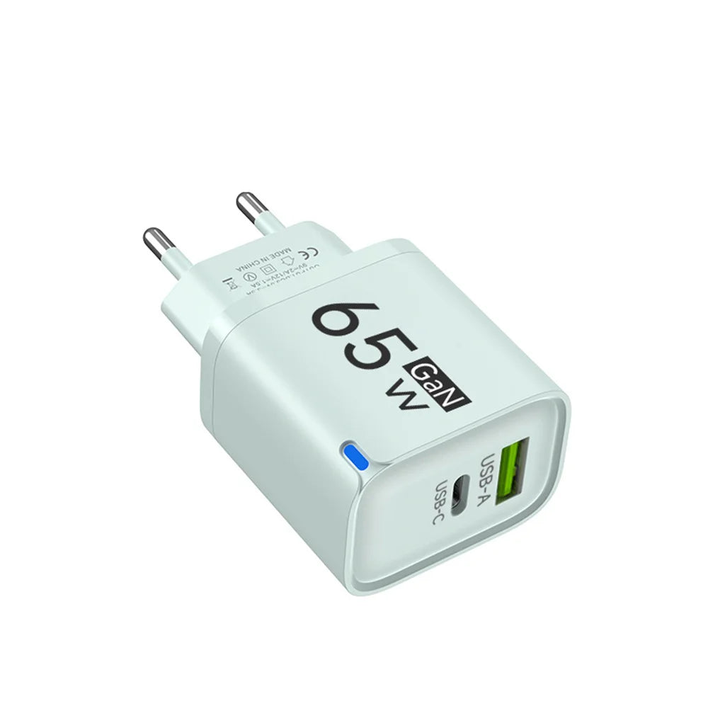 PD 65W USB C Fast Charger Quick Charge Wall Adapter For iPhone 16 17 Xiaomi Samsung Huawei OnePlus EU US UK Plug Travel Charger