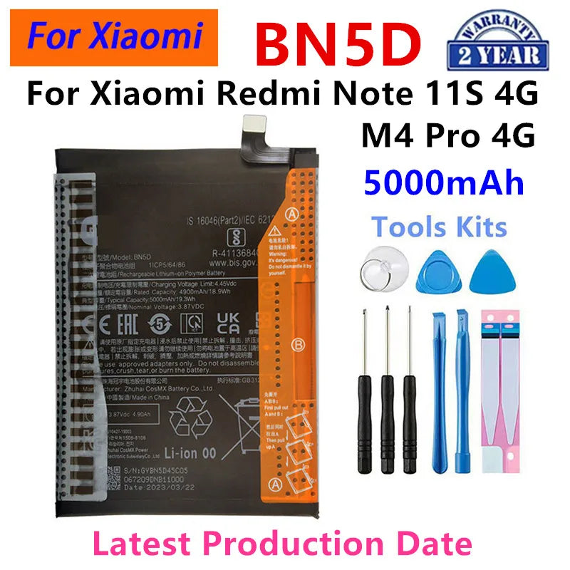 100% Orginal BN5D 5000mAh Battery For Xiaomi Redmi Note 11S 