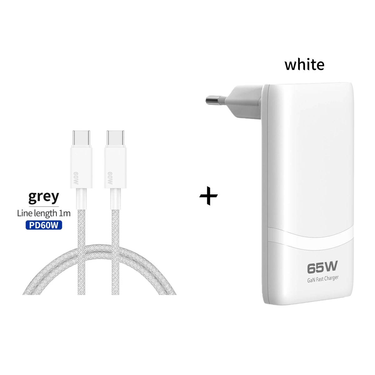 New 65W GaN Charger Ultra-thin Foldable Plug EU Plug Dual USB C Ports PD Fast Charging Wall Charger for iPhone Samsung Huaw