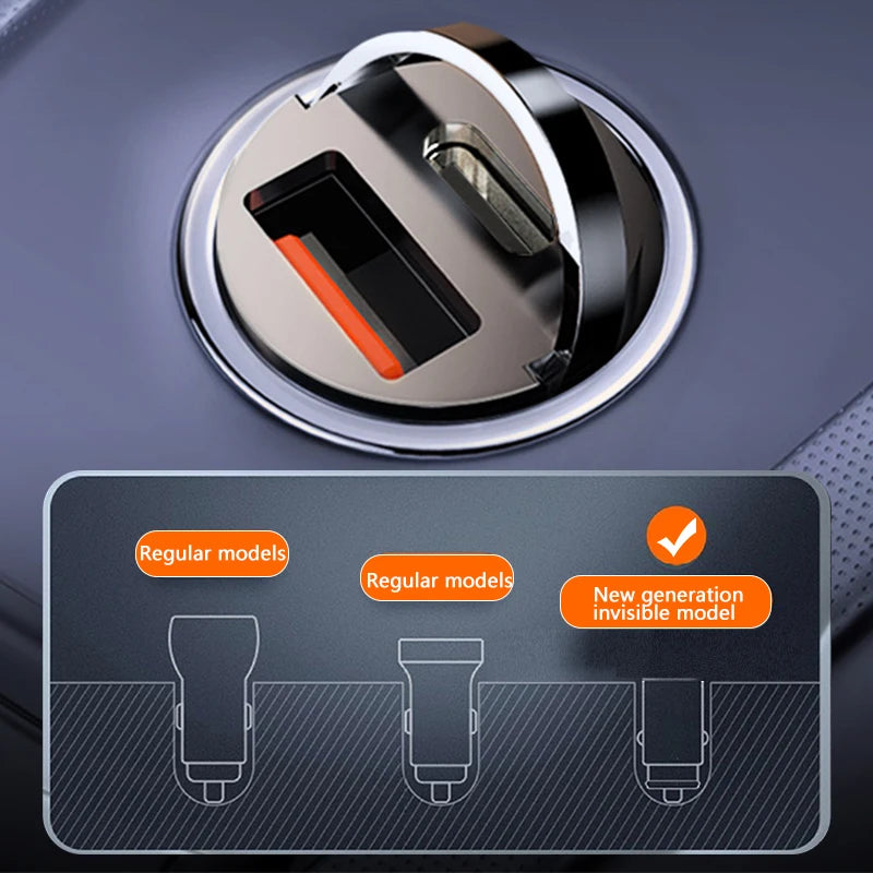 100W Mini Car Charger Lighter Fast Charging for iPhone QC3.0