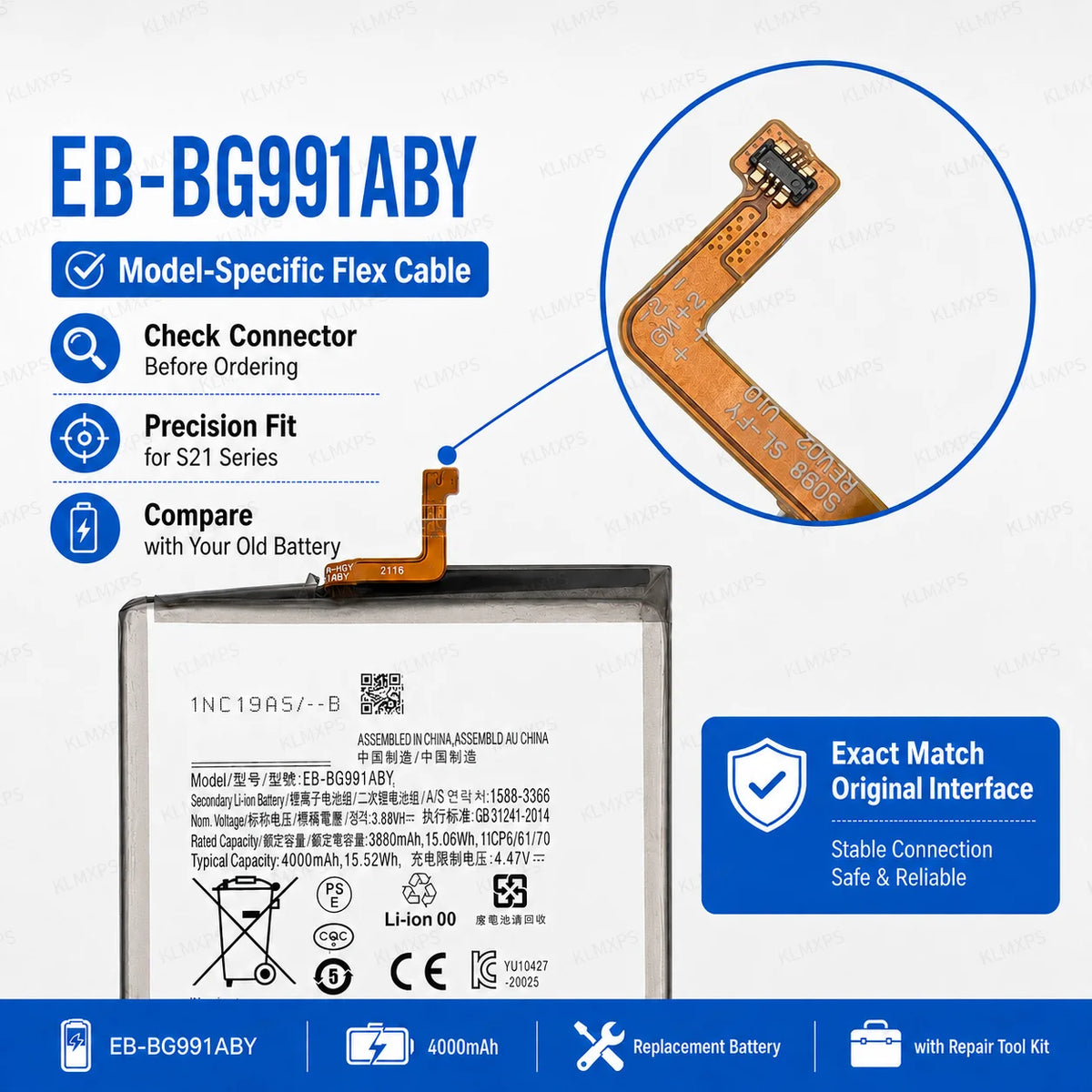 4000mAh EB-BG991ABY Battery For Samsung Galaxy S21 5G G991B 