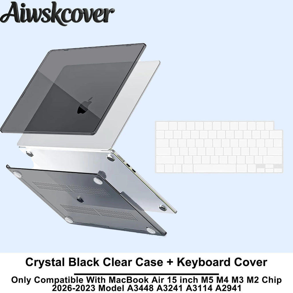 For MacBook Air 15 inch Case M5 M4 M3 M2 2026 2025-2023 Hard Shell Laptop Cover With Keyboard CoverModel A3448 A3241 A3114 A2941