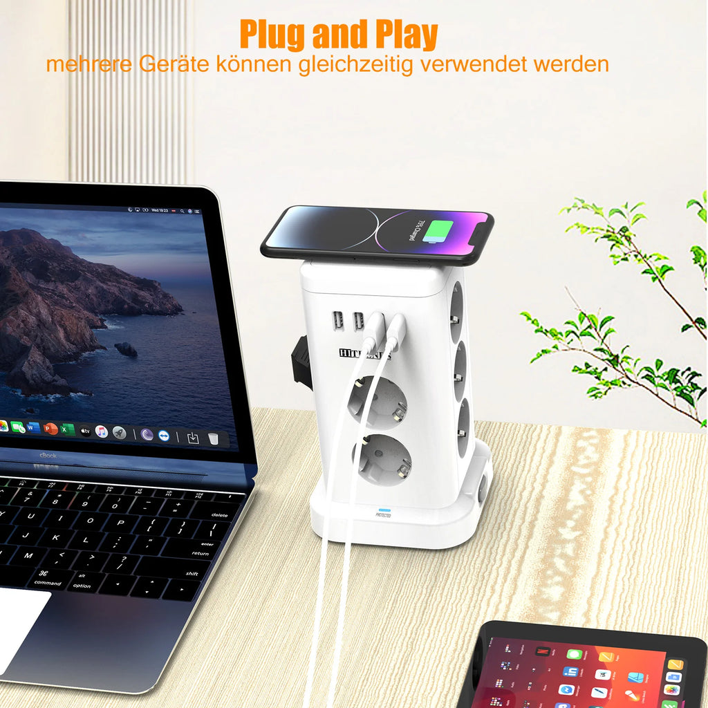 15-in-1 Smart Power Board with EU Plug Standard 3680W 7/11AC