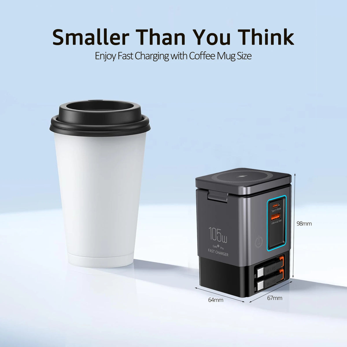 6-in-1 Charging Station with Retractable USB-C Cable Power C