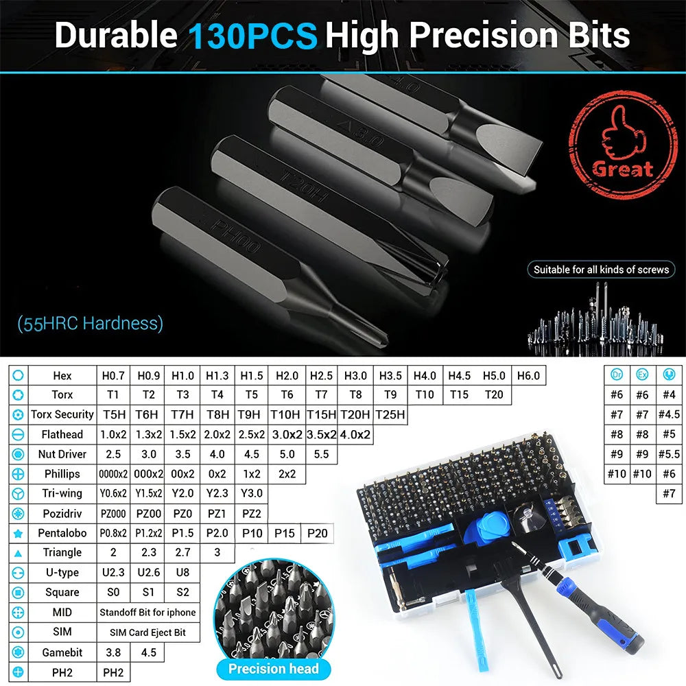 115/122/160 In 1 Precision Screwdriver Sets Computer Repair 