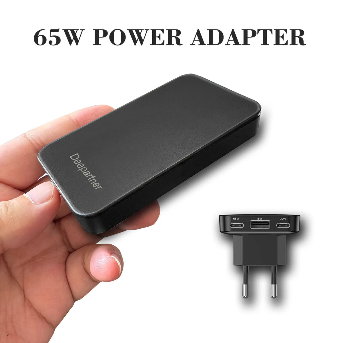 New 65W Power Adapter Foldable Slim 65W Charger Multi-Port C