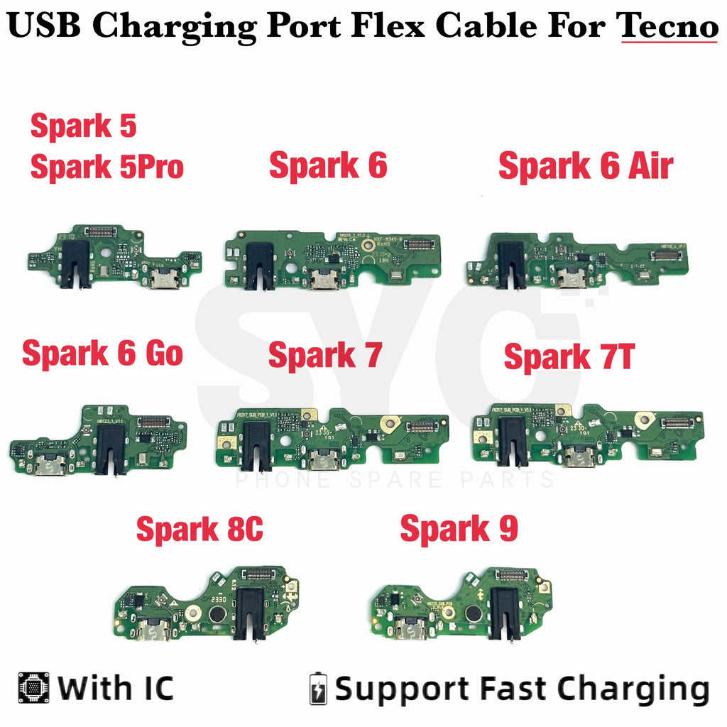 OEM For Tecno Spark 7 6 Air Go USB Charging Dock Board Port 