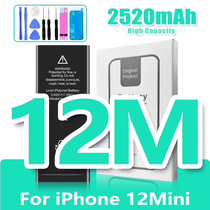 0 Cycle Replacement Battery for iPhone 11 12 13 14 Pro Max Mini High Capacity Phone for Apple iPhone with Free Repair Tools Set