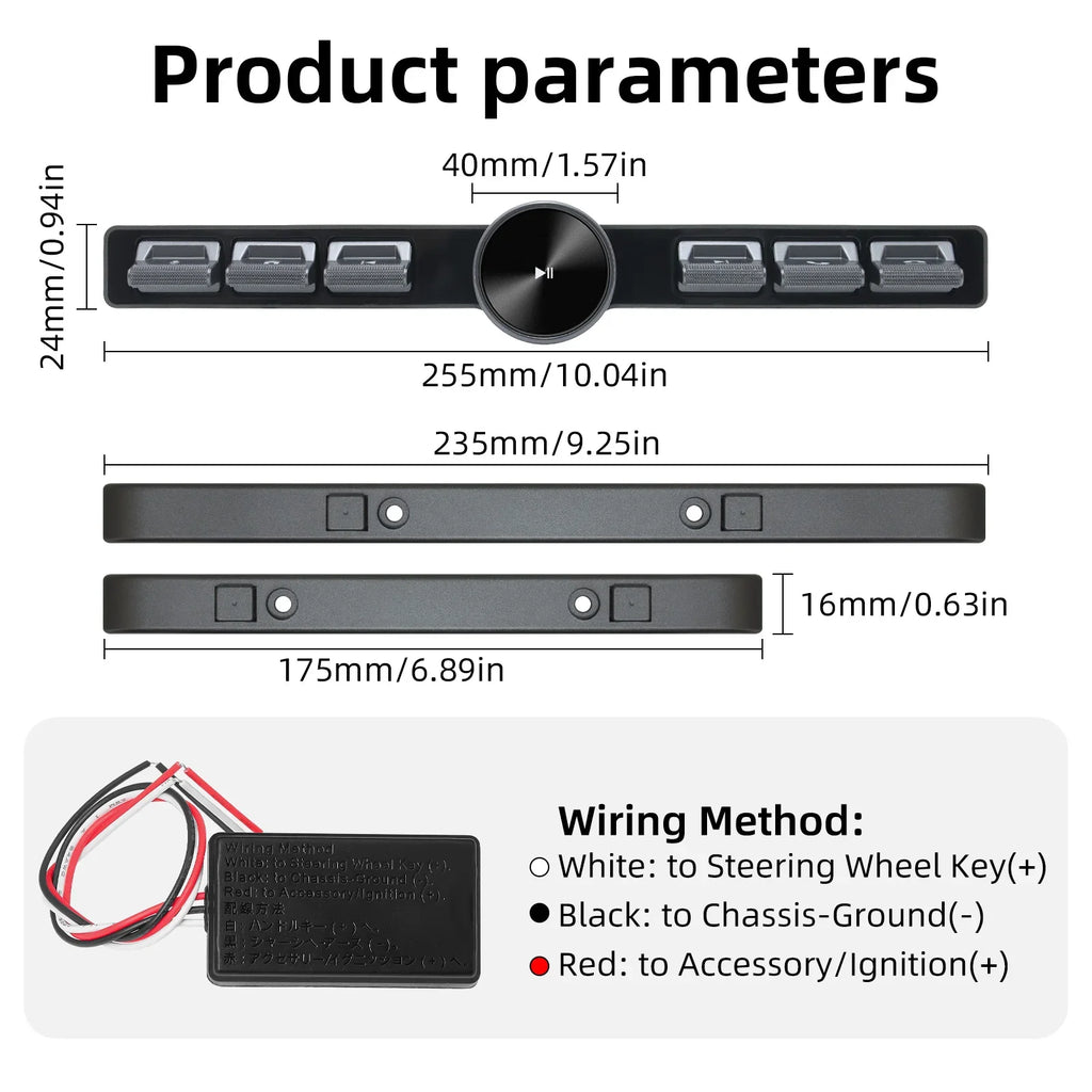 7 Keys LED Car Controller Volume Adjuster Wireless Multimedi