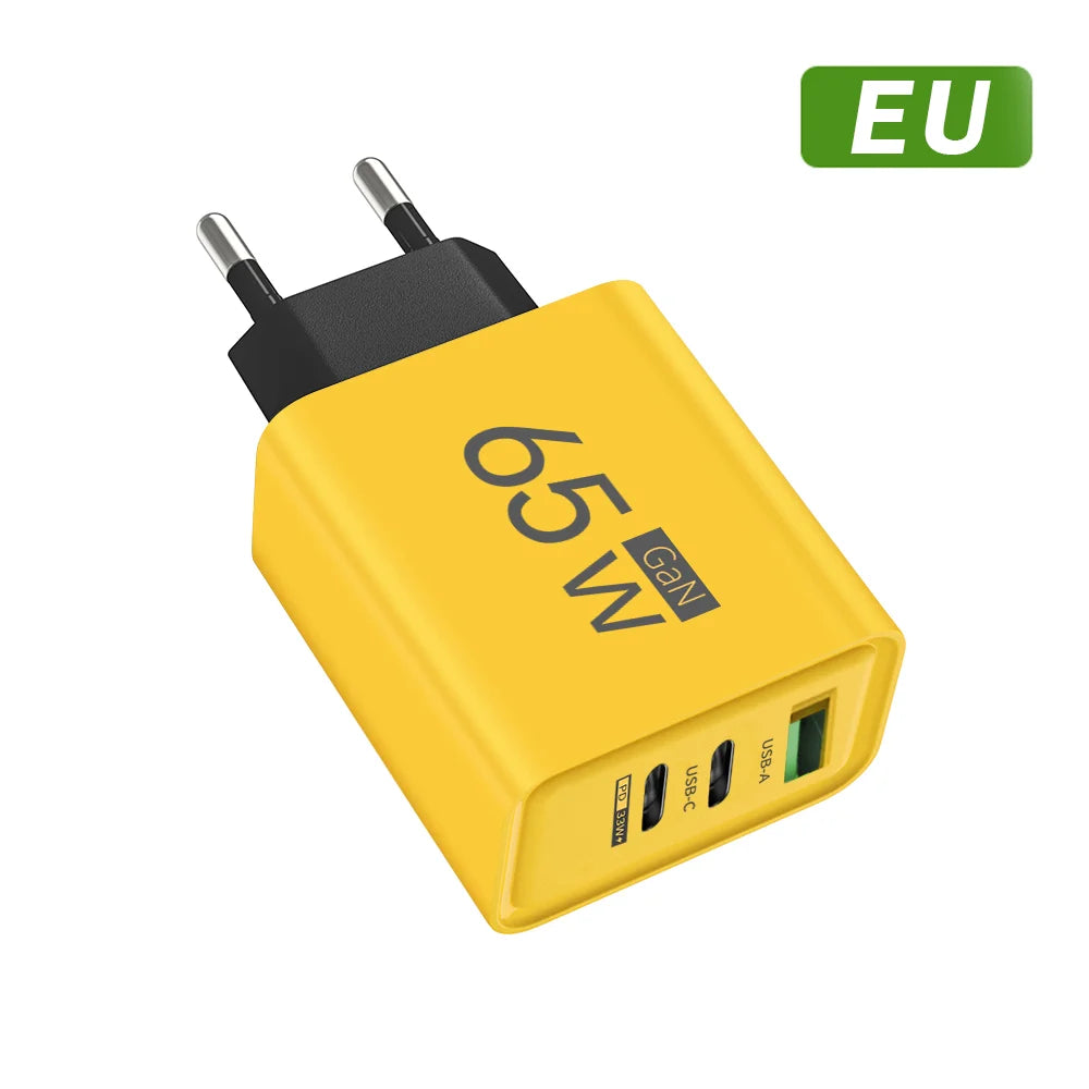 GAN Fast Charging Total 65W USB EU/US/KR Plug PD Fast charging head is suitable for Xiaomi Huawei Samsung mobile phone charger