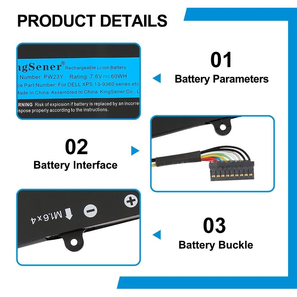 KingSener PW23Y Replacement Laptop Battery For DELL XPS 13 9