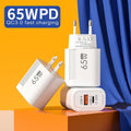 GaN 65W Dual Ports Charger 2 In 1 EU/US Plug USB Type C QC3.