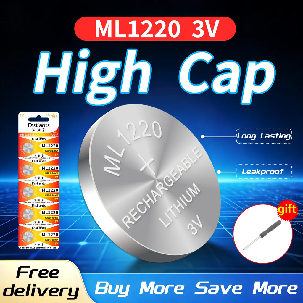 ML1220 3V Rechargeable Lithium Button Cell Battery CMOS RTC 