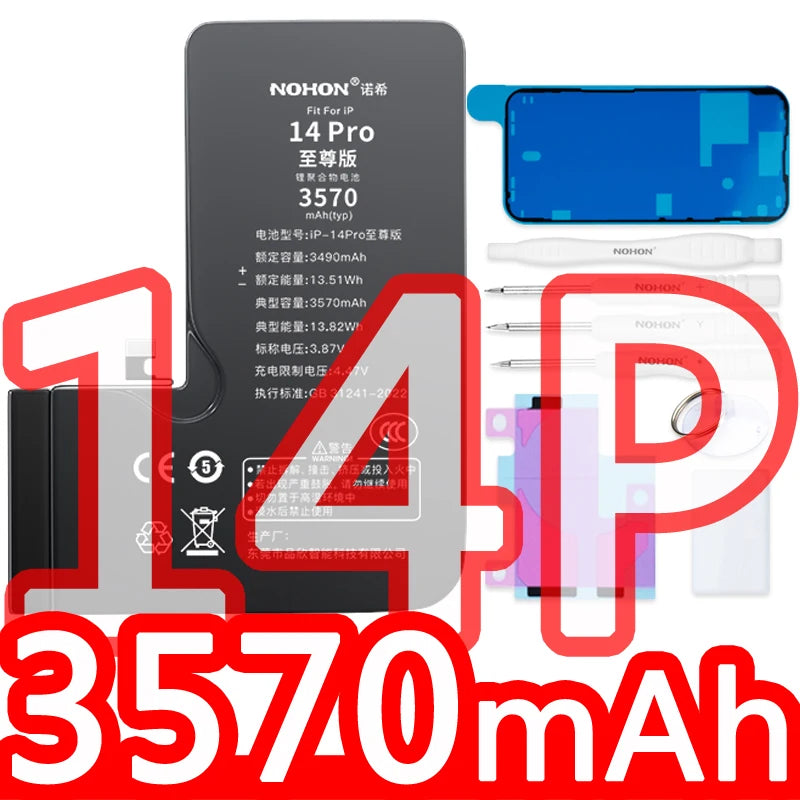 NOHON High Capacity Phone Battery for iPhone 13 13Pro 12 Pro 11 X XR XS 12Mini 13PM 15Pro MAX 14 SE SE2 SE3 Replacement Bateria