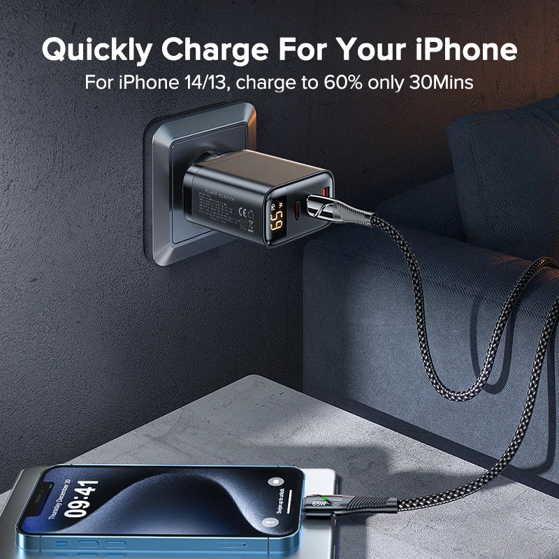 Tuodes 65w GaN Charger PPS PD USB Type C Fast Charging QC4.0