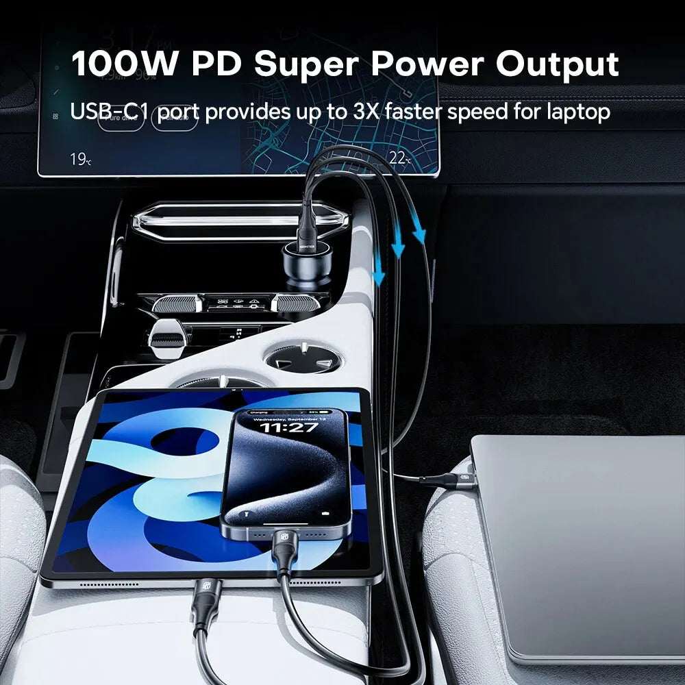 ASOMETECH 138W Car Charger USB Type C GaN Charger 100W 65W 4