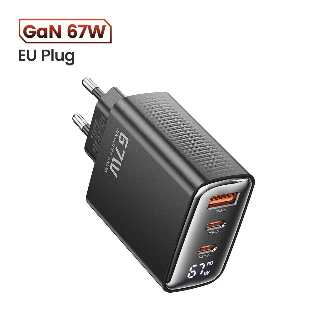 Toocki 67W GaN USB Type C Charger Digital Display 65W 45W PPS PD QC4.0 Quick Charge For Macbook Laptop IPAD Tablet iPhone 15 14