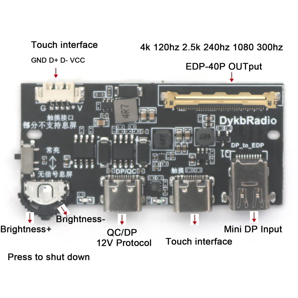 2K 4K DP to EDP Driver Board EDP Signal Adapter 144HZ 60HZ L