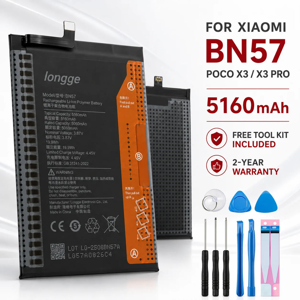 For Xiaomi Poco X3 Pro BN57 Replacement Battery 5160mAh High