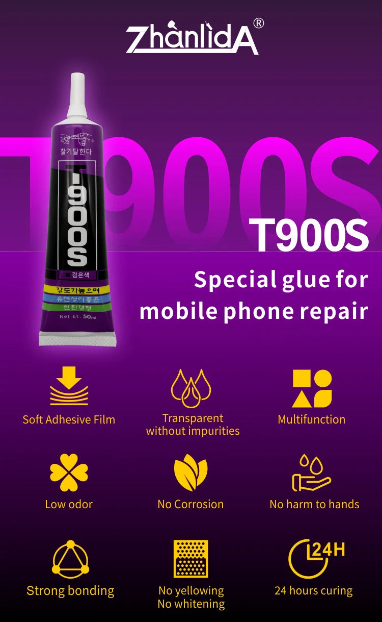 T900S 15/50/110ml Korea Soft Black Glue Component Laptop Mob