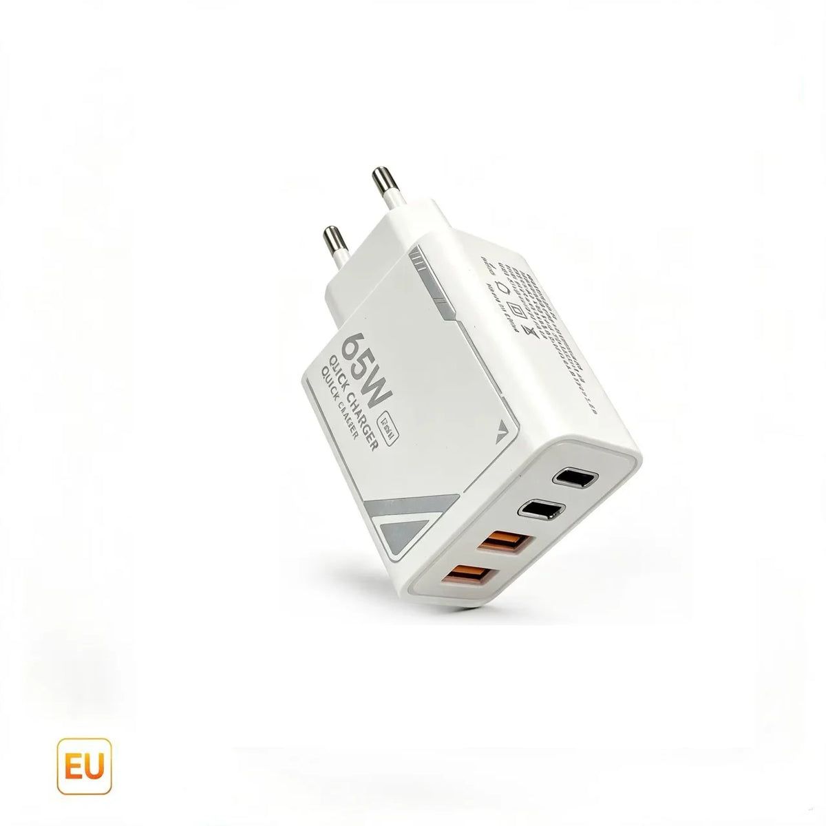 65W GaN Pattern Multi Port Travel Fast Charger Black Yellow White Optional EU US Plug Kit with 1M Braided USB C Cable