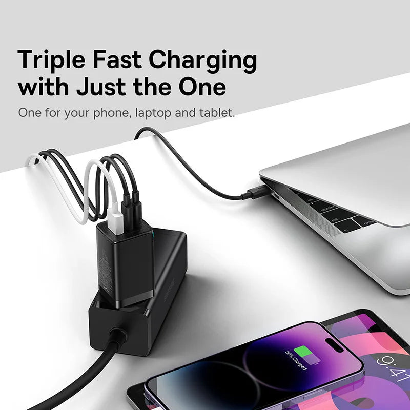 Baseus 65W GaN Charger Quick Charge Type C PD Charger USB Ch