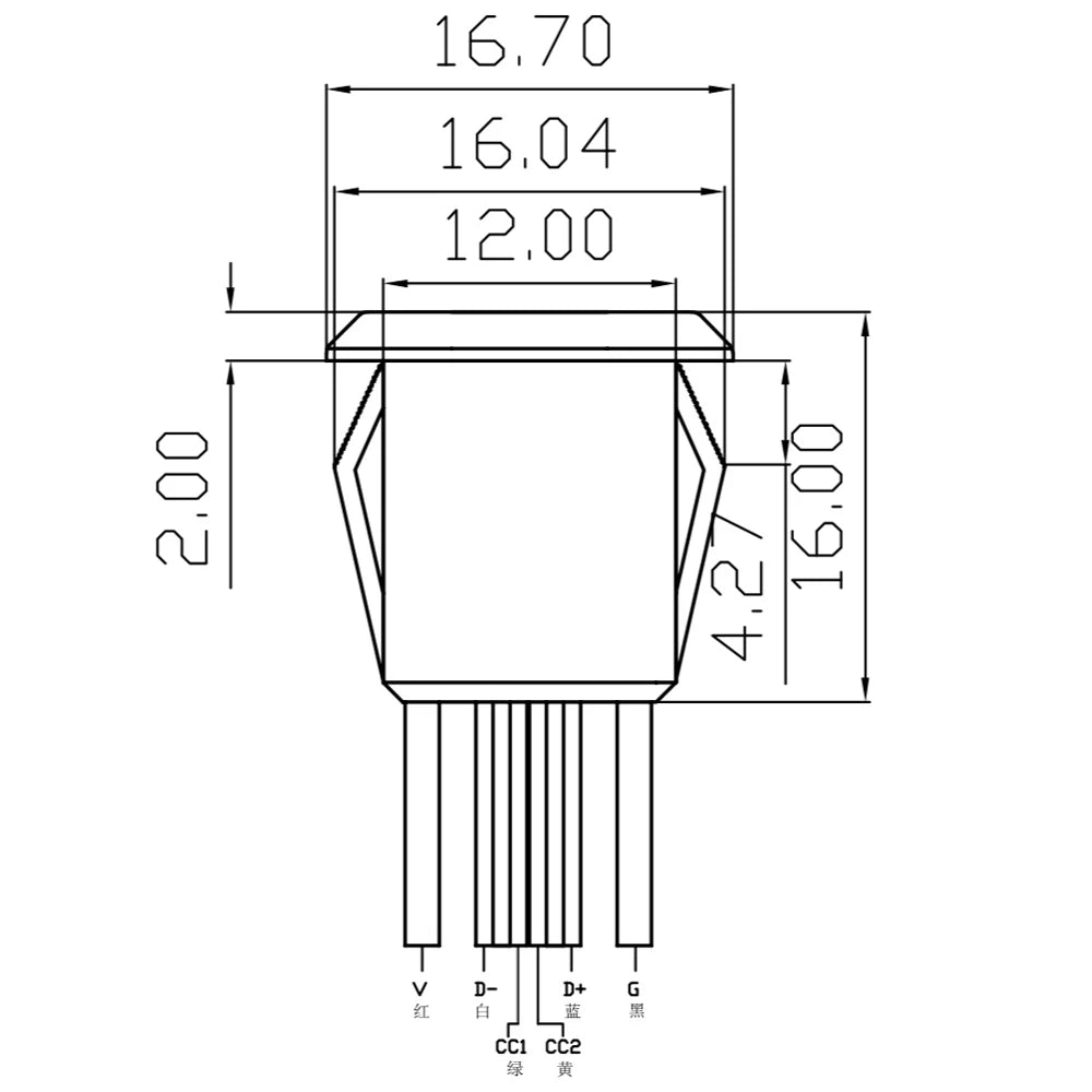 1pcs 6pin USB Type C Connector Type-C With Card Buckle Femal