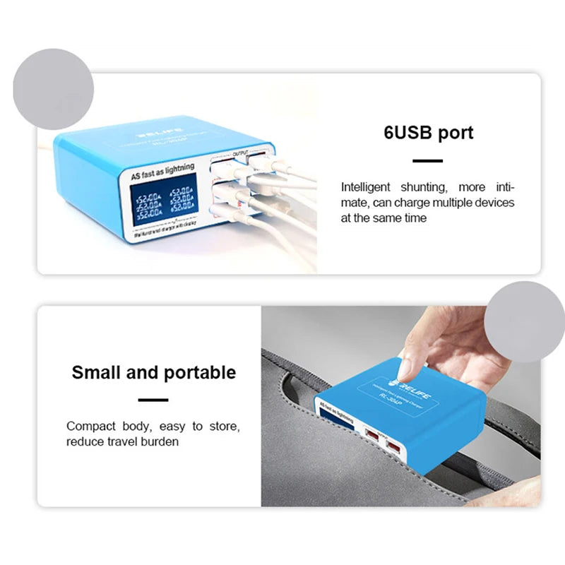 RELIFE RL-304P RL-304N RL-304S Smart 6 Port USB Digital Disp