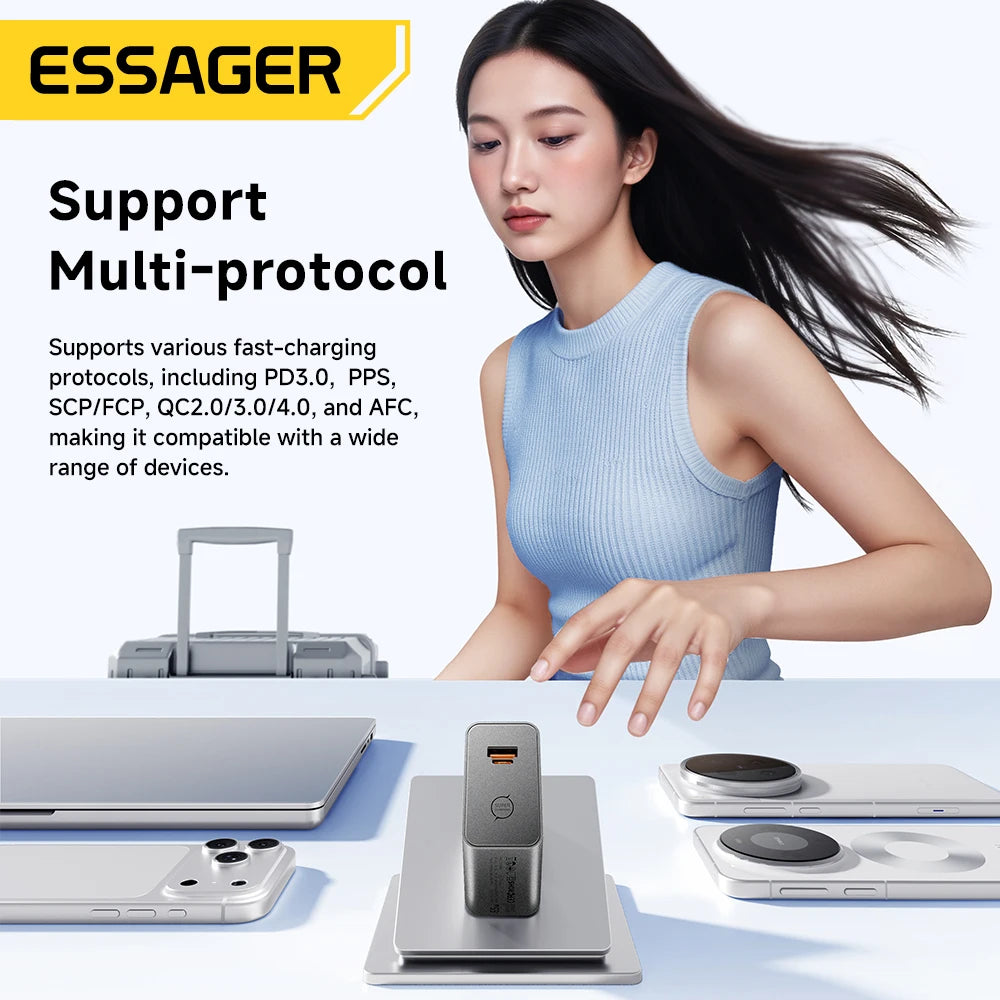ESSAGER 65W GaN Charger PD3.0 PPS QC4.0 Fully Compatible for