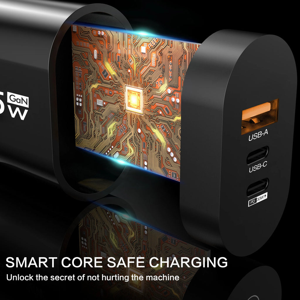GaN 65W USB Type C EU/US Plug Charger Mobile Phone Power Ada