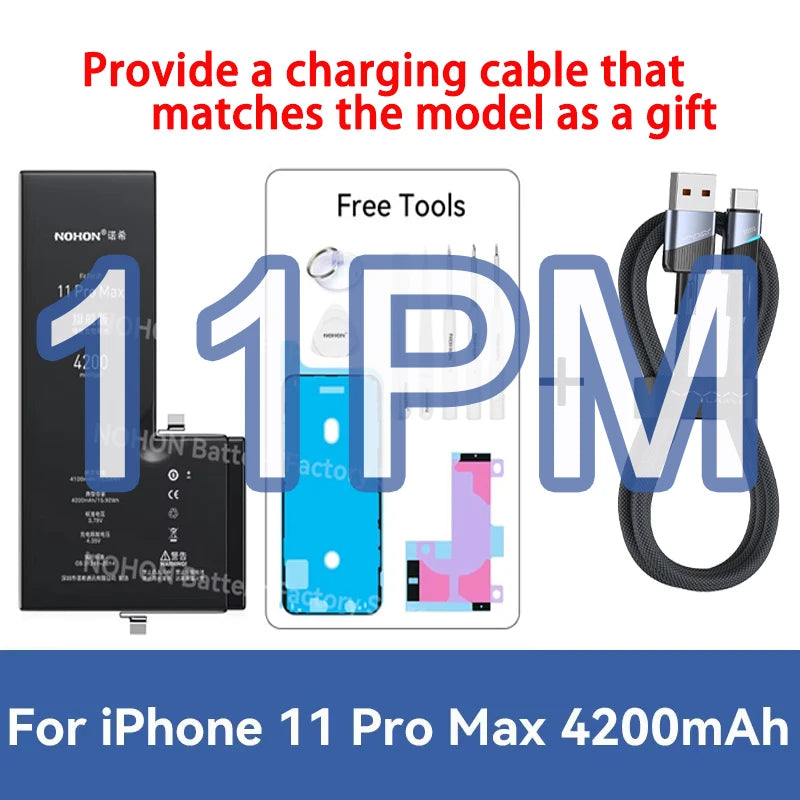 NOHON phone Battery For Apple iPhone 6 7 8 X XR XS 11 12 13 Mini Max Pro Promax High Capacity Replacement Bateria Warranty