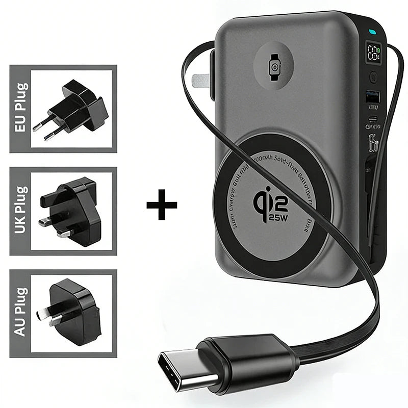 65W GaN USB C Wall Charger Power Bank 10000mAh Qi2.2 25W Mag