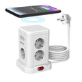 15-in-1 Smart Power Board with EU Plug Standard 3680W 7/11AC Socket 3USB-A and 1USB-C Charging Ports 2-Meter Extension Cable