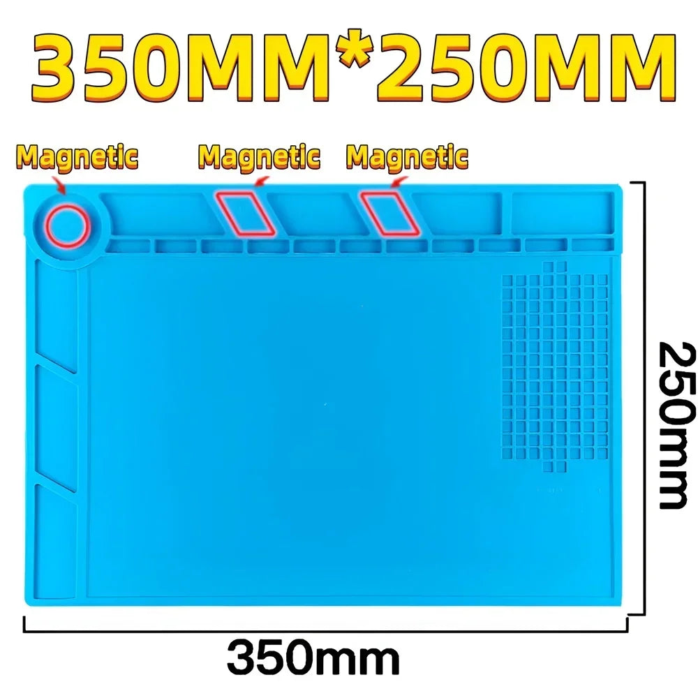 Magnetic Mat Silicone Repair Mat Circuit Board Soldering Pad Heat Resistant 932 F Anti-Static for ESD Iron Phone Repair