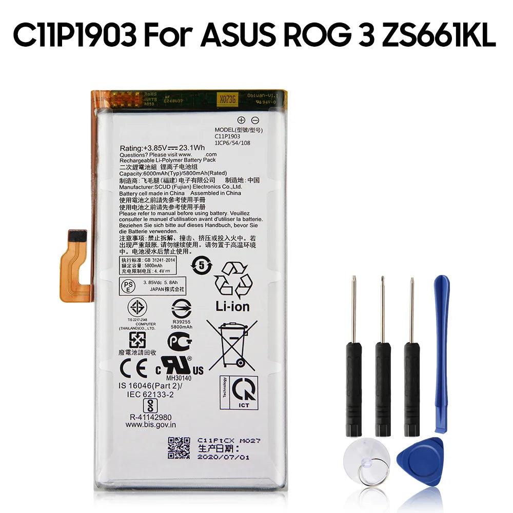 Original Replacement Battery For ASUS ROG 3 2 1 ZS661KL ZS660KL ZS600KL ROG3 C11P1903 C11P1801 C11P1901 Genuine Phone Battery