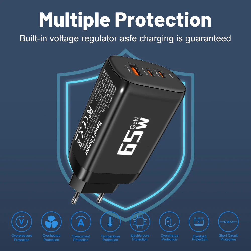85W GaN USB Type C Charger QC3.0 Quick Charge PPS PD 65W 30W