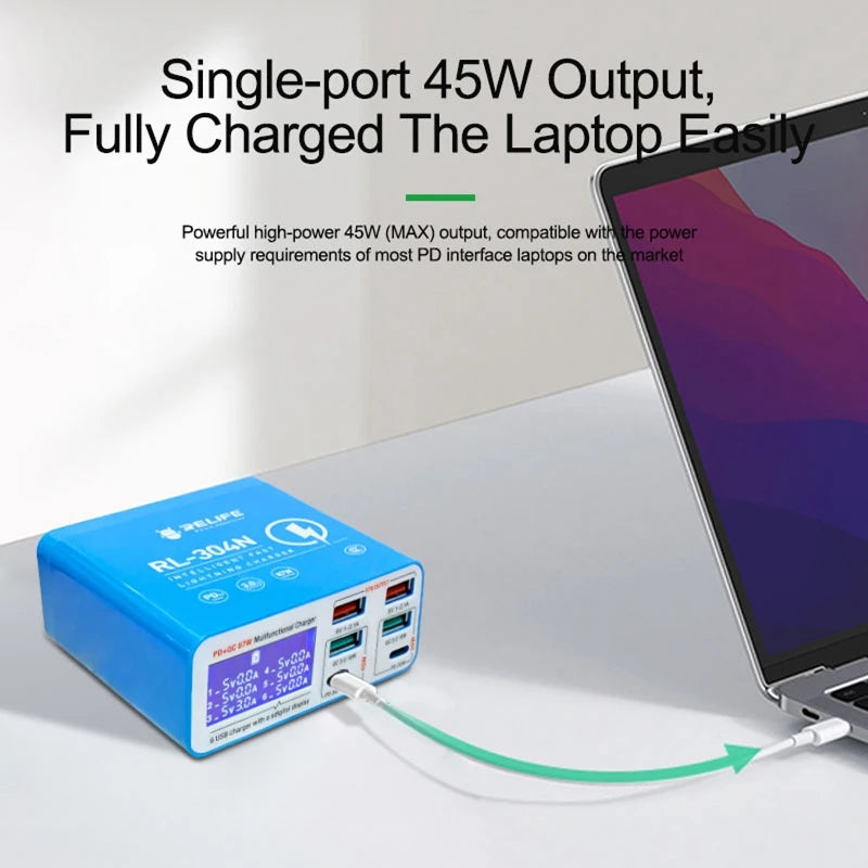 RELIFE RL-304N 87W PD+QC 3.0 USB Charger with LCD Display 6 