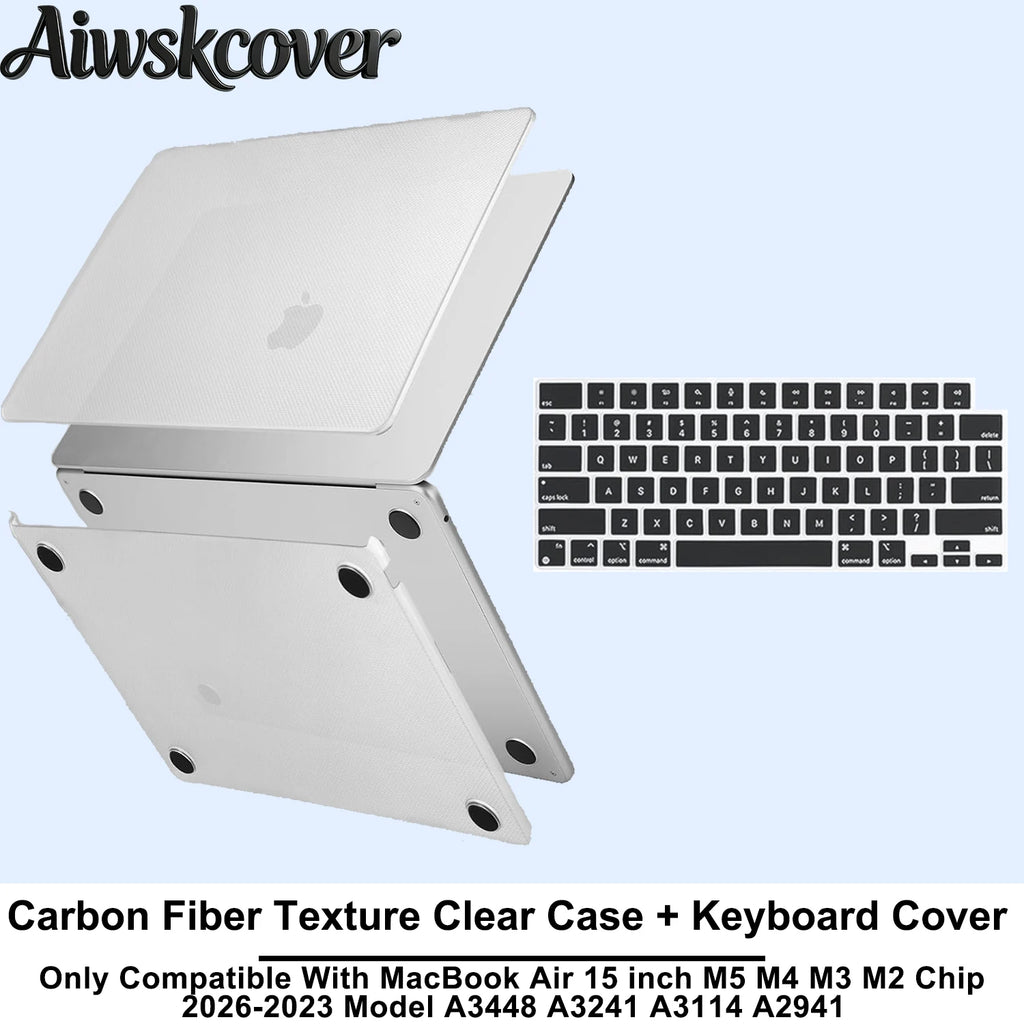 For MacBook Air 15 inch Case M5 M4 M3 M2 2026 2025-2023 Hard Shell Laptop Cover With Keyboard CoverModel A3448 A3241 A3114 A2941