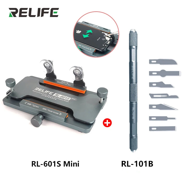 RELIFE RL-601S MINI 3 in 1 Multi-function Dismantling Screen and Pressure Holding Fixture Removal Mobile Phone Back
