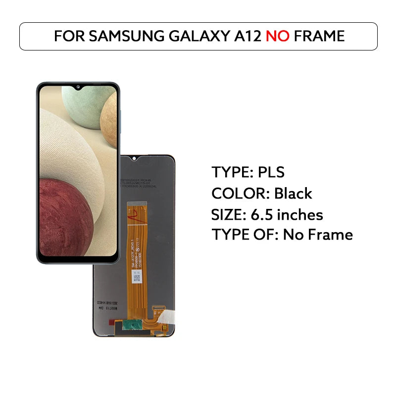 6.5 LCD Display For Samsung Galaxy A12 A125 A12 Nacho A127 M12 M127 LCD Touch Screen Digitizer Assembly Panel LCD Repair Parts