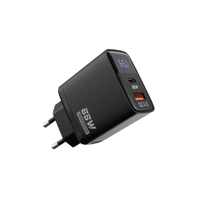 New 65W Fast Charger PD QC3.0 USB Type C 2Port Wall Cell Phone Charger With Digital Display Adapter For iPhone Samsung Huawei