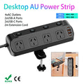 AU Plug Desk Clamp power board with 4 AC outlets 2 USB A and