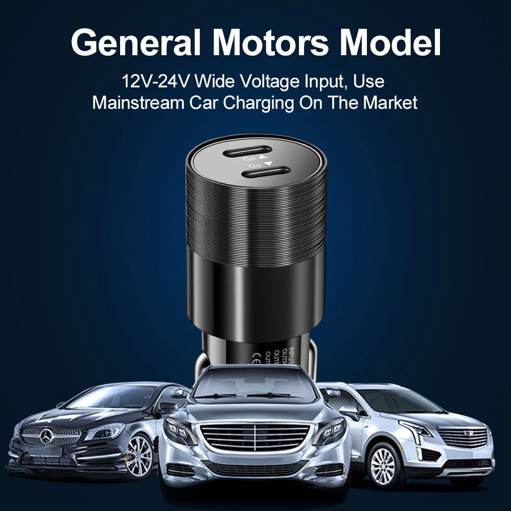 PD Car Charger Adapter 40W Fast Charging Type C USB PD Quick