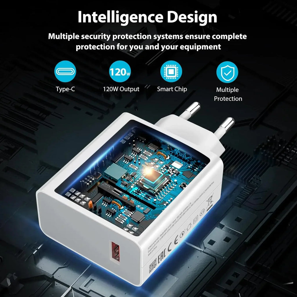 6A 120W EU Fast USB Wall Charger For Xiaomi 11 12 13 14 15 U