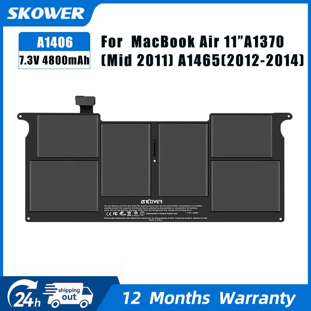 SKOWER Laptop Battery For Apple Macbook Air 11 13 Inch A1466 A1370 A1369 A1465 Replacement A1375 A1406 A1405 A1377